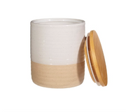 Rustic White Half Glazed Canister