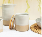 Rustic White Half Glazed Canister