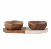 Izak Salt & Pepper Bowls, in  Acacia Wood