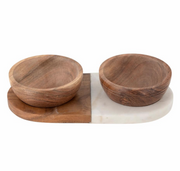Izak Salt & Pepper Bowls, in  Acacia Wood