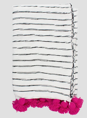 White Cotton Scribble Stripe Blanket