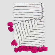 White Cotton Scribble Stripe Blanket