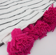 White Cotton Scribble Stripe Blanket