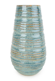 Ridged Vase - reactive blue glaze