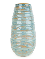 Ridged Vase - reactive blue glaze