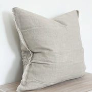 Esmee Linen Cushion Cover with Frayed Edge in Natural Beige