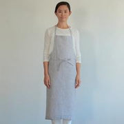 Linen Full Apron, Grey & White Stripe
