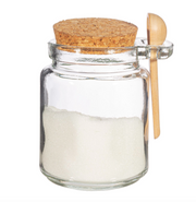 Small jar with a cork lid and spoon