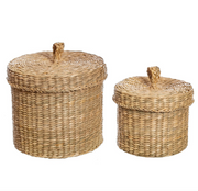 Seagrass Baskets With Lid - Set Of 2