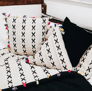 Black/Cream 'cross' Design Triangle Cushion
