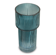 Esma Small Ribbed Blue Glass Vase