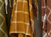 Faux Mohair Chequered Throw  - Ochre