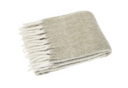 Wool blend lambs tail throw dark linen