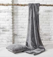 Tipped faux fur throw charcoal