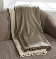 Cashmere touch fleece throw linen