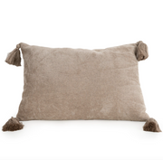 Tasselled Rectangular Cushion in Dark Stone