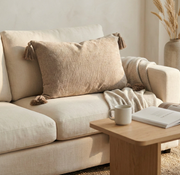 Tasselled Rectangular Cushion in Dark Stone