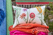 Embroidered Orchid Cushion