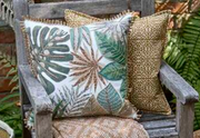 Embroidered Tropical Leaves Cushion