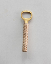 Brass Bottle Opener with Bamboo Wrapped Handle