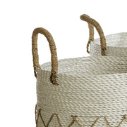 White Basket with Wrapped Handles