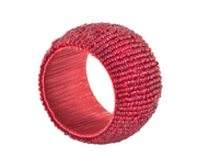 Red Beaded Napkin Ring Set