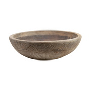 Large Round Found Hand-Carved Wood Bowl