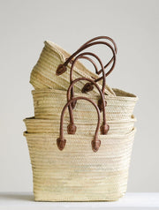 Moroccan Basket with Leather Handles