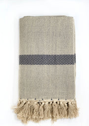 Handwoven bamboo and cotton throw.